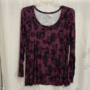 Torrid Dark Purple Skull Print Long Sleeve Top